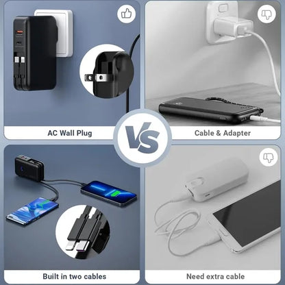 15000mAh Power Bank PD22.5W USB C Charger with Cables