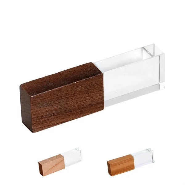 32Gb Wood Transparent Crystal Usb Flash Drive