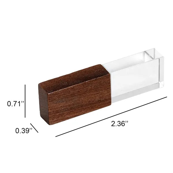 32Gb Wood Transparent Crystal Usb Flash Drive