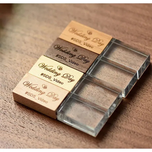 32Gb Wood Transparent Crystal Usb Flash Drive