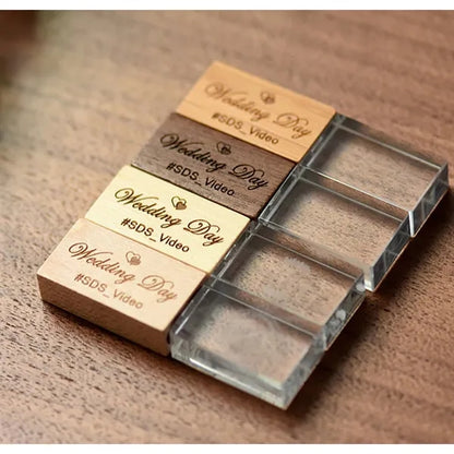 32Gb Wood Transparent Crystal Usb Flash Drive