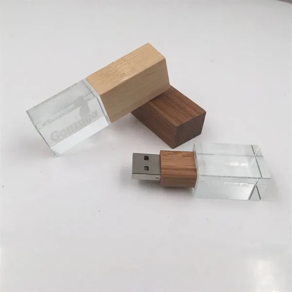 32Gb Wood Transparent Crystal Usb Flash Drive