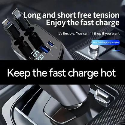 4 In 1 Retractable Car Charger Cigarette Lighter Socket