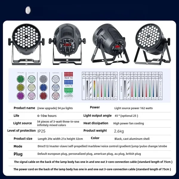 DJ Lights with 54 colorful par
