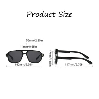 Unisex Retro Chic Square Frame Double Bridge Sunglasses