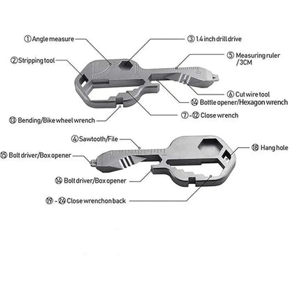 24 In 1 Stainless Steel Multifunctional Keychain Key Tool