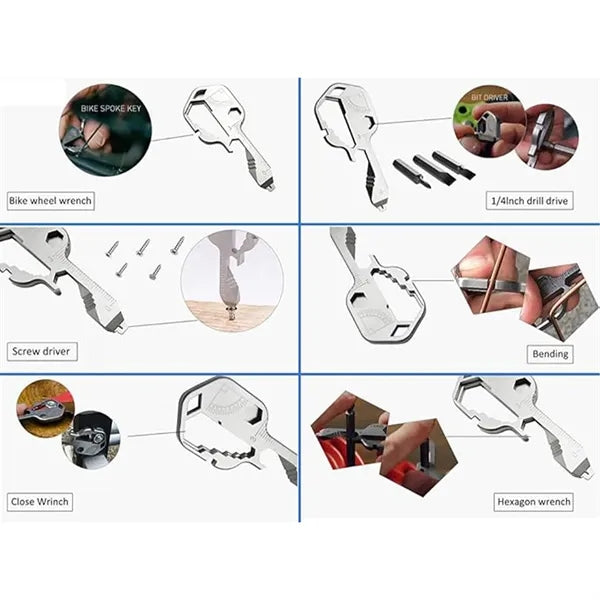 24 In 1 Stainless Steel Multifunctional Keychain Key Tool