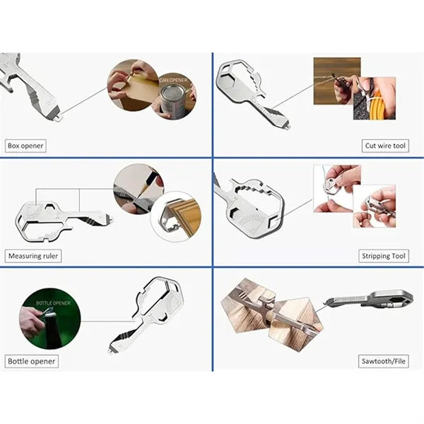 24 In 1 Stainless Steel Multifunctional Keychain Key Tool