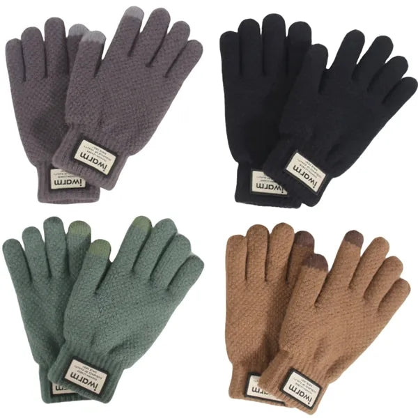 Thick Alpaca Wool Adult Gloves with Two-Finger Touch
