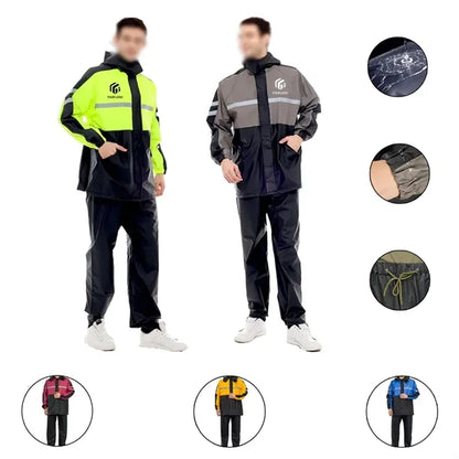 High visibility waterproof durable rain jacket pants set