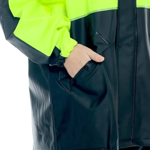 High visibility waterproof durable rain jacket pants set