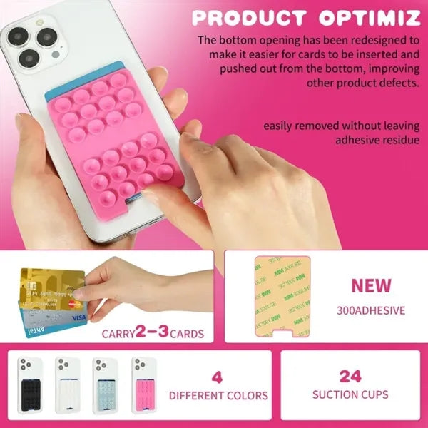 Silicone Adhesive Suction Cup Phone Card Holder