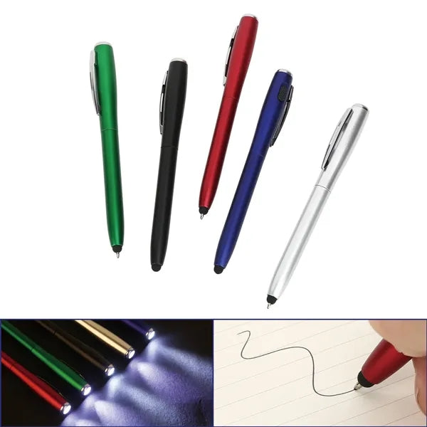 Custom 3 In1 LED Flashlight Stylus Pen