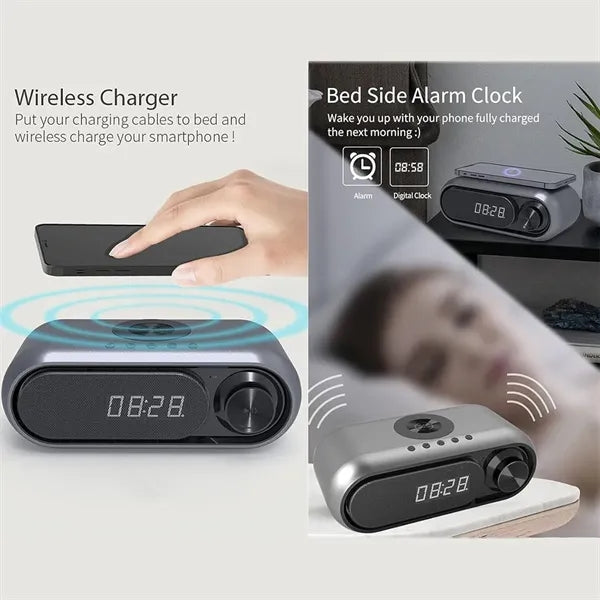 Wireless Charging Bt Speaker Led Clock
