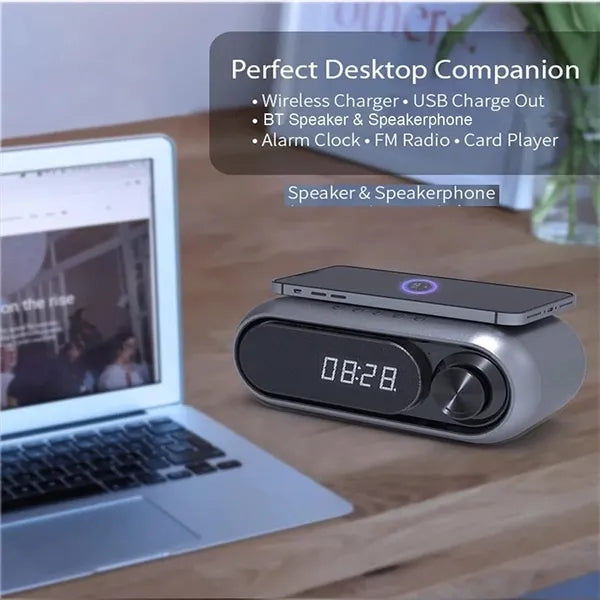 Wireless Charging Bt Speaker Led Clock