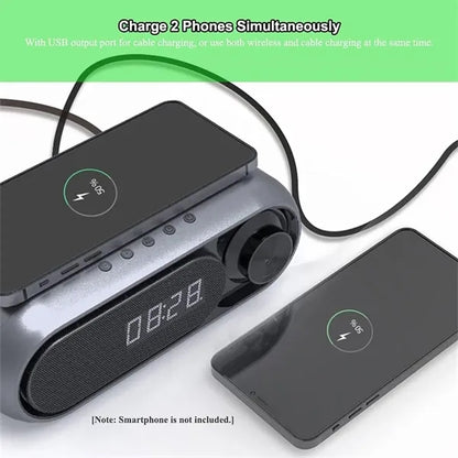 Wireless Charging Bt Speaker Led Clock