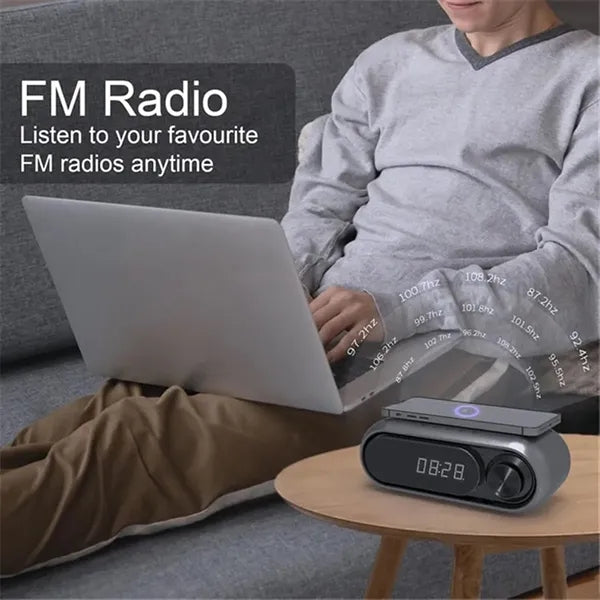 Wireless Charging Bt Speaker Led Clock