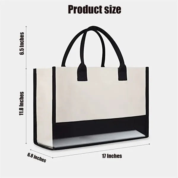 100% Cotton Two Tone Chic Tote Bag With Customize Option