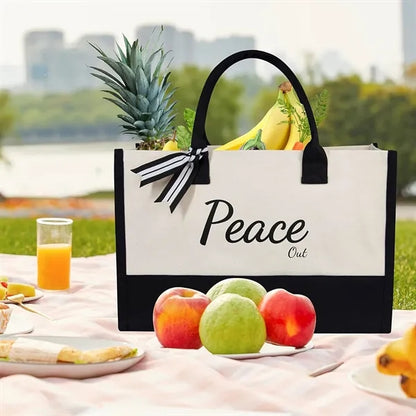 100% Cotton Two Tone Chic Tote Bag With Customize Option
