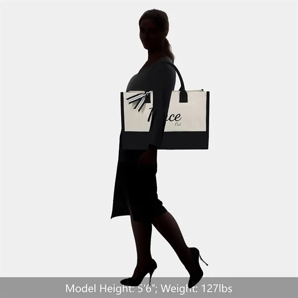 100% Cotton Two Tone Chic Tote Bag With Customize Option