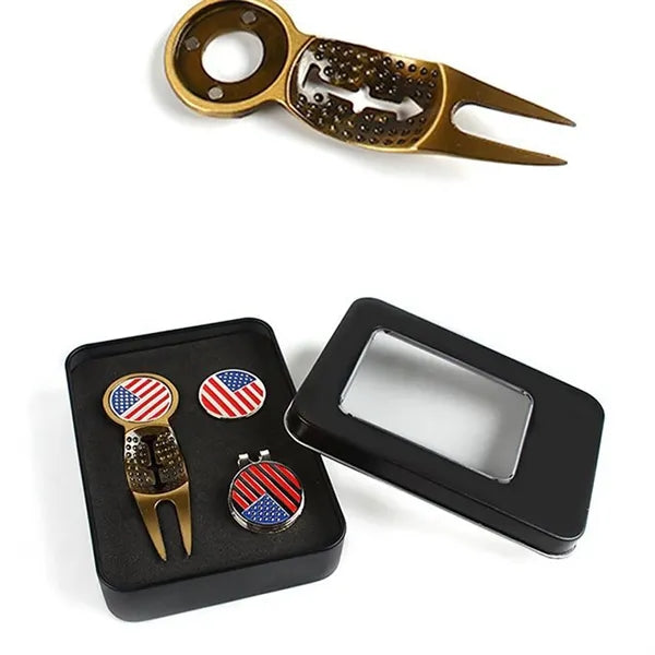 Custom Engraved Golf Divot Repair Too Ball Marker Gift set