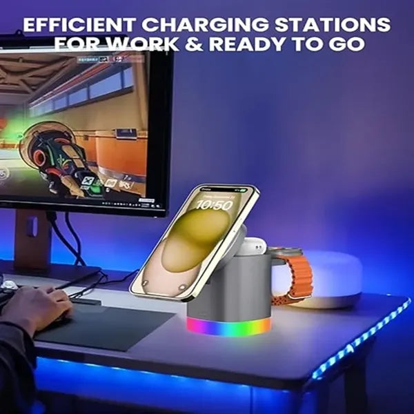 3-in-1  Foldable LED Magsafe Charger Station