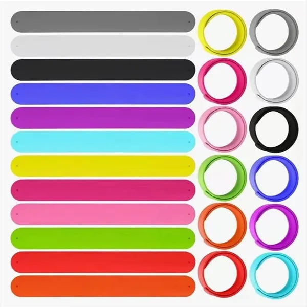 Rainbow Silicone Slap Bracelets 12 Colors Wristbands Party