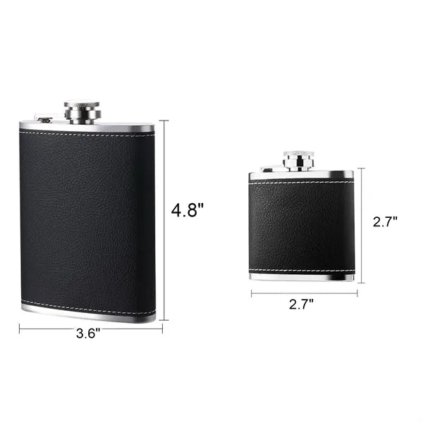 Hip Flask Gift Set for Men Hidden Leather with Cups Funnel - Black Polycarbonate Pc