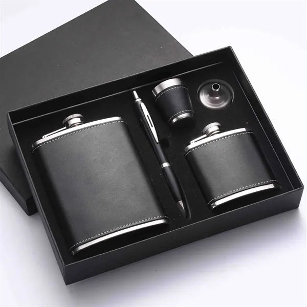 Hip Flask Gift Set for Men Hidden Leather with Cups Funnel