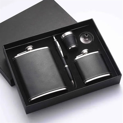 Hip Flask Gift Set for Men Hidden Leather with Cups Funnel