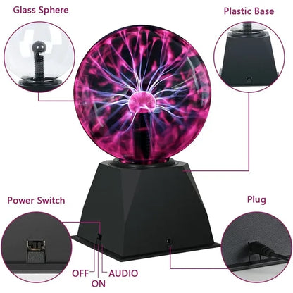 4"Plasma Globe Touch&Sound Sensitive Plasma Ball