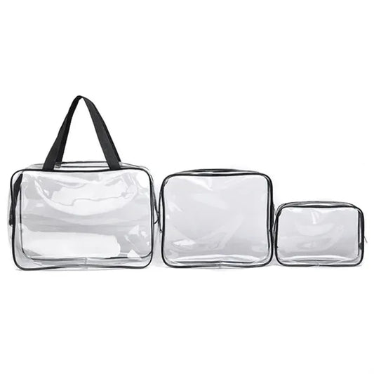 3 Pcs Set Pvc Transparent Cosmetic Bag
