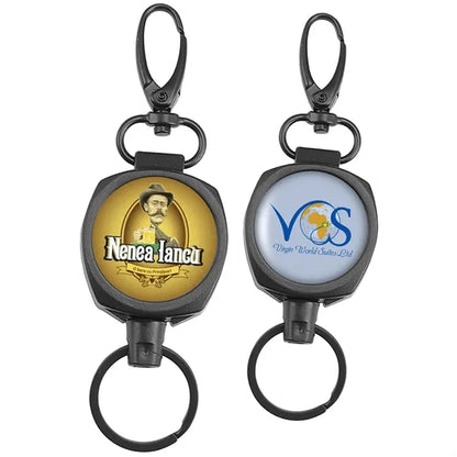 Heavy Duty Metal Badge Reel w/ Keyring and Lobster