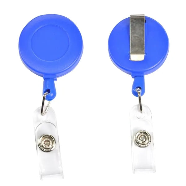 Round Frosted Badge Reel Holder w/ Belt Clip