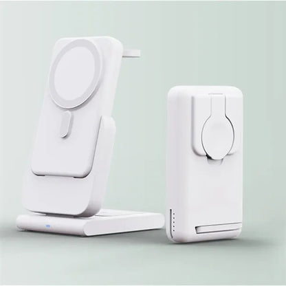 Foldable 3 In 1 Magnetic Power Bank With Stand For Iwatch