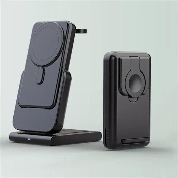 Foldable 3 In 1 Magnetic Power Bank With Stand For Iwatch