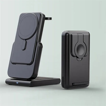 Foldable 3 In 1 Magnetic Power Bank With Stand For Iwatch