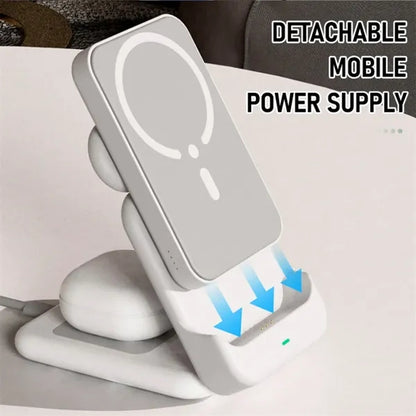Foldable 3 In 1 Magnetic Power Bank With Stand For Iwatch