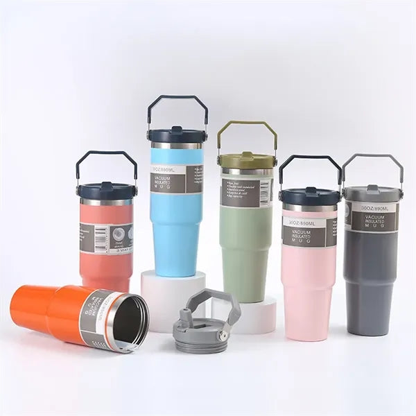 30OZ Insulated Tumbler with Straw Leak Resistant Flip