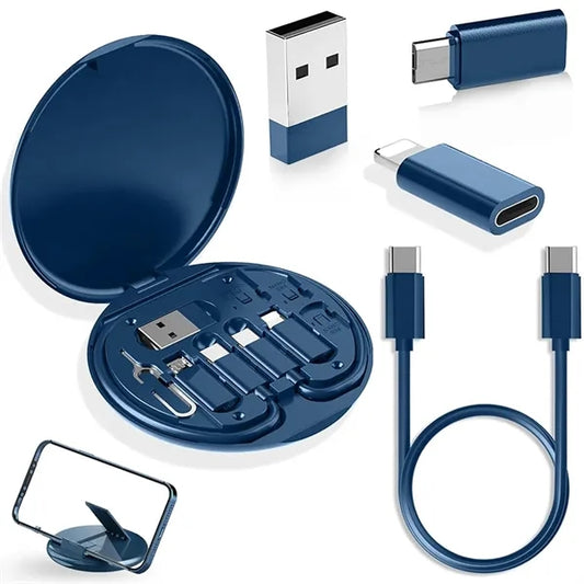 Multi Charging Cable Storage Box Contains SIM Card Holder
