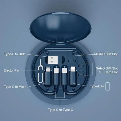 Multi Charging Cable Storage Box Contains SIM Card Holder