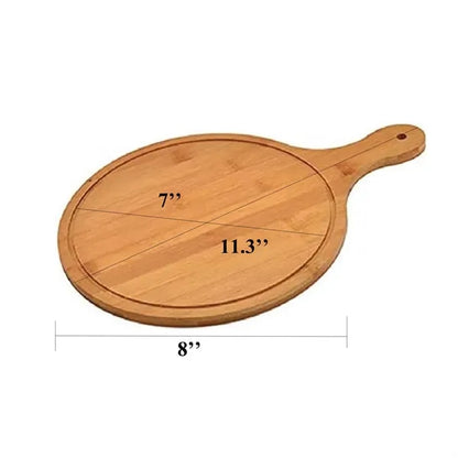 8'' Round Bamboo Pizza Tray With Handle