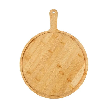 8'' Round Bamboo Pizza Tray With Handle