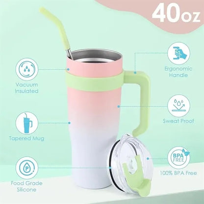 40 oz Tumbler with Handle Straw Lid
