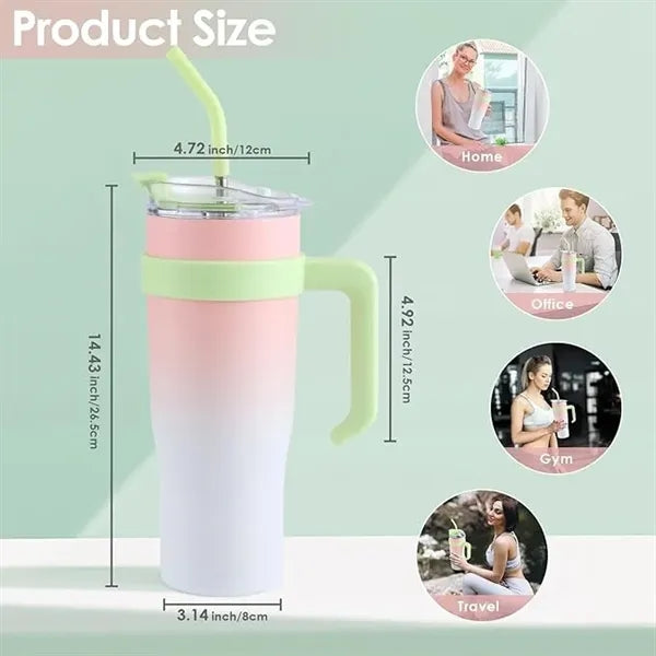40 oz Tumbler with Handle Straw Lid