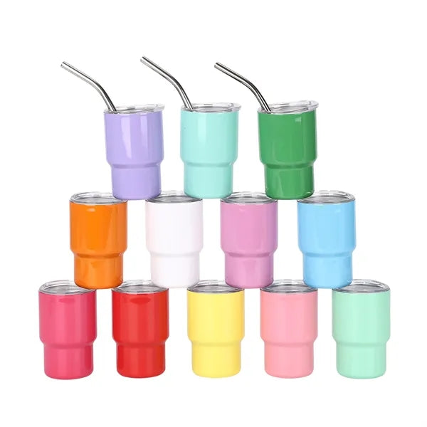 3 oz Mini Tumbler Shot Glass with Straw Lid