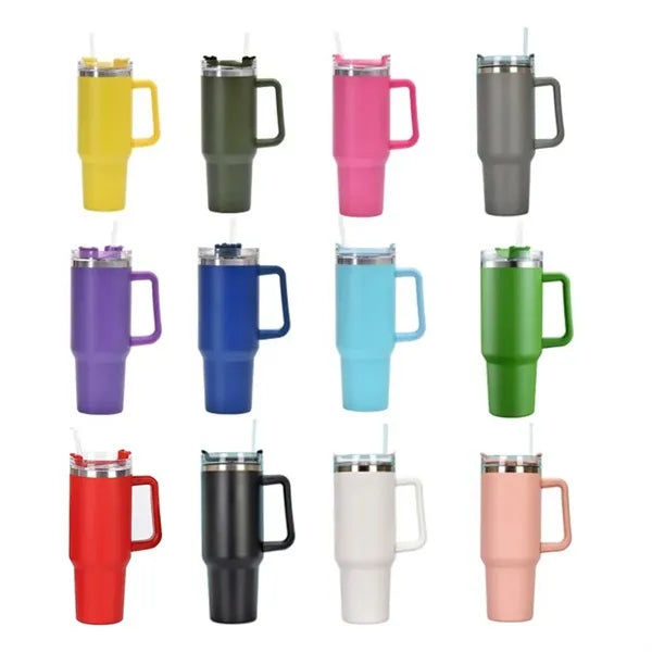 40oz Insulated Tumbler with Handle & Straw  Customizable
