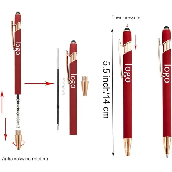 2-in-1 Soft Touch Metal Ballpoint Pen with Stylus Tip 5.6''