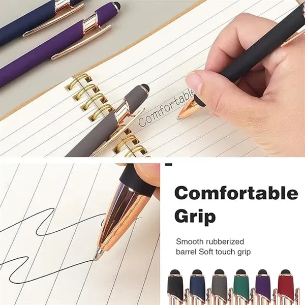 2-in-1 Soft Touch Metal Ballpoint Pen with Stylus Tip 5.6''