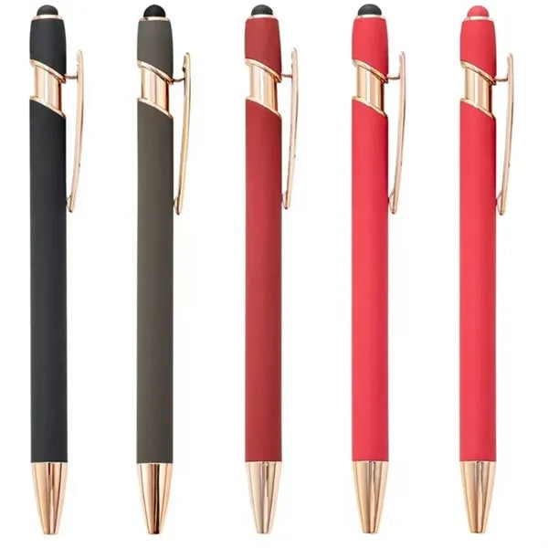 2-in-1 Soft Touch Metal Ballpoint Pen with Stylus Tip 5.6''